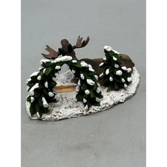 Wild Animals Moose Figurine With Snowy Trees Winter Scene Used READ - Picture 5 of 8
